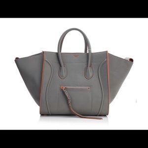 Celine Luggage Phantom Square Tote Bag Grey/Orange